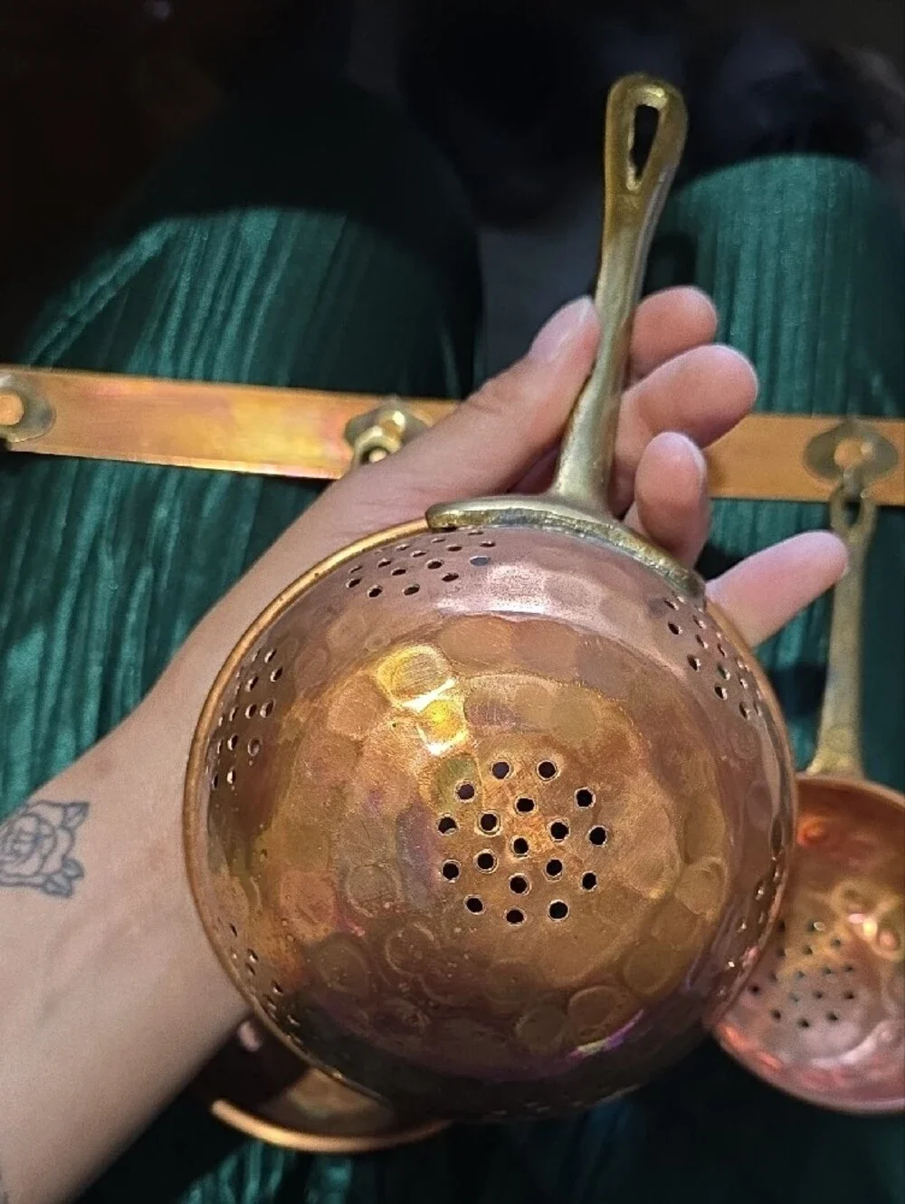 Vintage Copper Hanging Strainer Spoon Set – 3-Piece